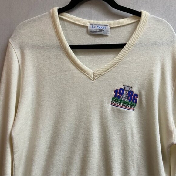 Vintage 1986 Le Sport Coupe Grey Cup Vancouver V neck sweater Sz M - Picture 3 of 8